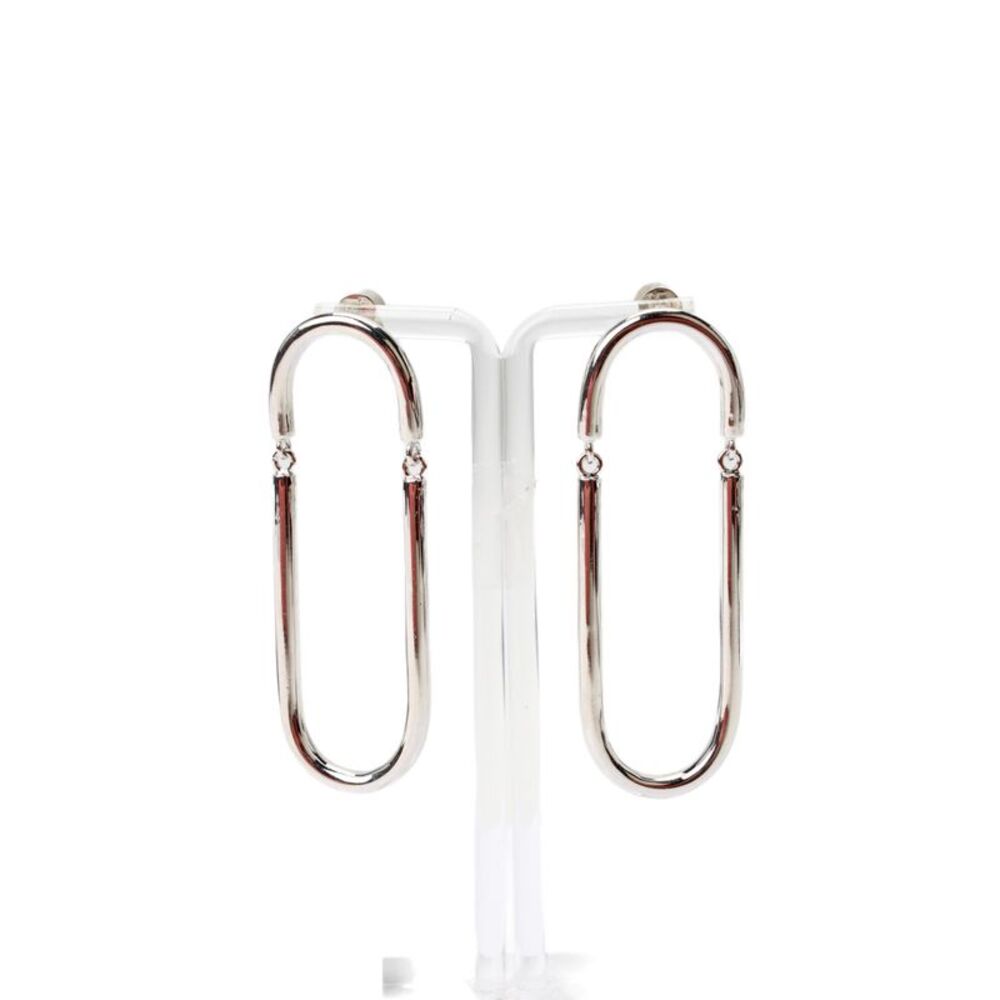 Jennifer Fisher Womens Silver Tone Oval Swinging Hoop Drop Earrings